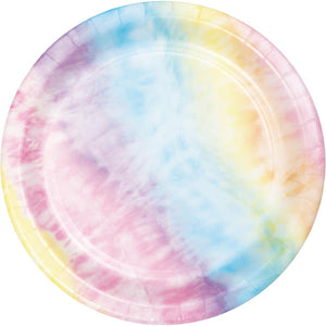 Bulk Pack of 24 Tie Dye Party Paper Dessert Plate