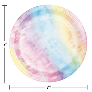 Bulk Pack of 24 Tie Dye Party Paper Dessert Plate