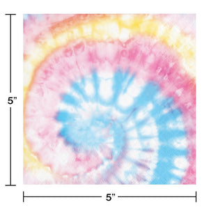 Bulk Pack of 48 Tie Dye Party Beverage Napkin