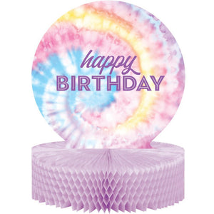 Bulk Pack of 2 Tie Dye Party Happy Birthday Centerpiece