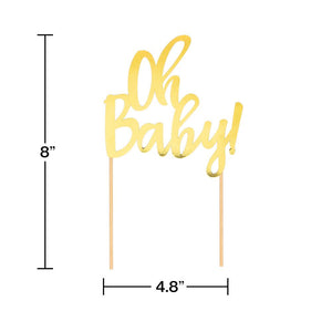 Bulk Pack of 2 Oh Baby Gold Cake Topper