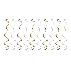 Bulk Pack of 20 White & Gold Dizzy Danglers