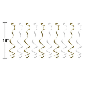 Bulk Pack of 20 White & Gold Dizzy Danglers