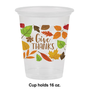 Bulk Pack of 16 Fall Leaves 16Oz Clear Plastic Cup