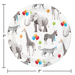 Bulk Pack of 24 Party Animals Paper Dessert Plate