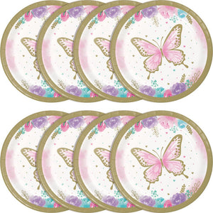 Bulk Pack of 24 Butterfly Shimmer Paper Dessert Plate