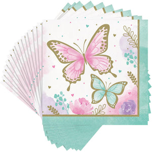 Bulk Pack of 32 Butterfly Shimmer Luncheon Napkin