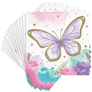 Bulk Pack of 48 Butterfly Shimmer Beverage Napkin