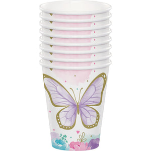 Bulk Pack of 16 Butterfly Shimmer Hot/Cold Cup 9Oz