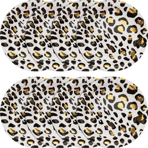 Bulk Pack of 16 Leopard Paper/Foil Dinner Plate