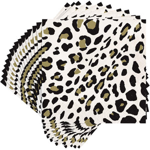 Bulk Pack of 32 Leopard Beverage Napkin