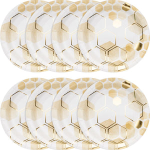 Bulk Pack of 16 Honeycomb Dinner Paper/Foil Plate