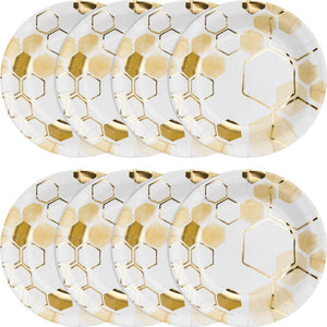 Bulk Pack of 16 Honeycomb Paper/Foil Dessert Plate