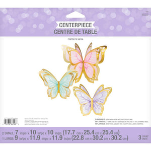 Bulk Pack of 6 Butterfly Shimmer 3D Foil Centerpiece