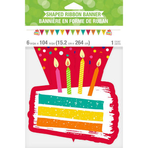 Bulk Pack of 2 Festive Cake Banner w/ Ribbon