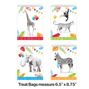 Bulk Pack of 16 Party Animals Paper Treat Bags Asstd Designs