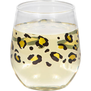 Bulk Pack of 3 Leopard 14oz Stemless Wine Glass