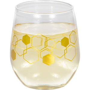 Bulk Pack of 3 Honeycomb 14oz Stemless Wine Glass