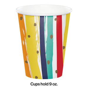 Bulk Pack of 16 Birthday Stripes Hot/Cold Cup 9Oz