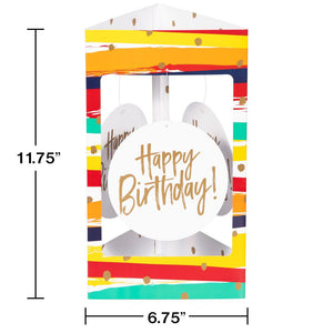 Bulk Pack of 4 Birthday Stripes 3D Centerpiece w/Danglers