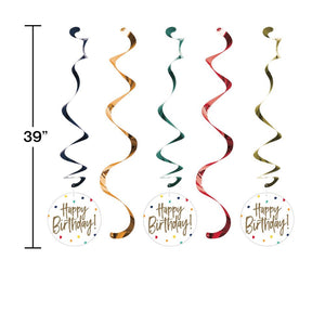 Bulk Pack of 10 Birthday Stripes Dizzy Danglers Assorted