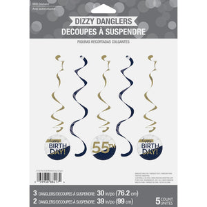 Bulk Pack of 10 Navy & Gold Milestone Dizzy Danglers Assorted w/ Stickers