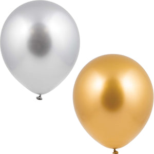 Bulk Pack of 24 Birthday Latex Balloons 12" Silver Gold Metallic