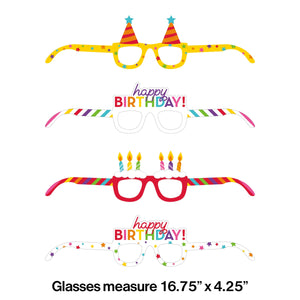 Bulk Pack of 8 Birthday Paper Glasses