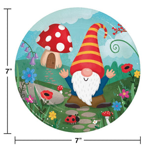 Bulk Pack of 24 Party Gnomes Paper Dessert Plate