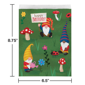 Bulk Pack of 16 Party Gnomes Large Paper Treat Bags