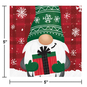 Bulk Pack of 48 Holiday Gnomes Beverage Napkins