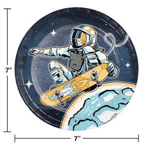 Bulk Pack of 24 Space Skater Paper Dessert Plate