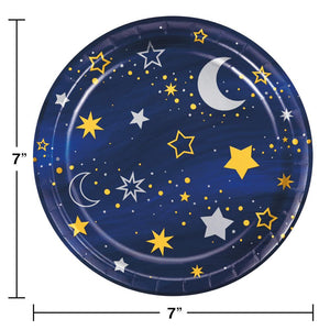 Bulk Pack of 16 Starry Night Paper/Foil Dessert Plate