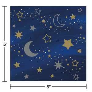 Bulk Pack of 32 Starry Night Beverage Napkin