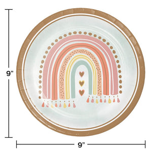 Bulk Pack of 16 Boho Rainbow Dinner Plate