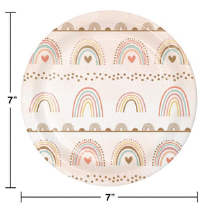 Bulk Pack of 24 Boho Rainbow Paper Dessert Plate