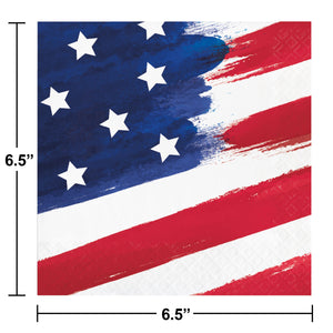 Bulk Pack of 32 Painterly Patriotic 2Ply Luncheon Napkin