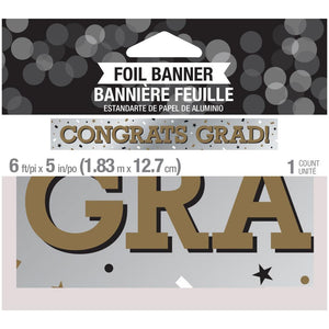 Bulk Pack of 3 Grad Decor Banner Foil 6' Congrats Grad