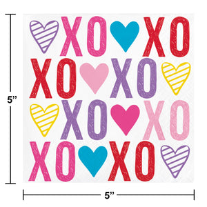 Bulk Pack of 48 Valentine's Symbols Beverage 2Ply Napkin