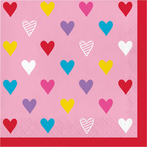 Bulk Pack of 32 Valentine's Symbols 2Ply Luncheon Napkin