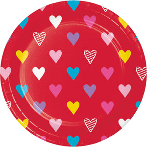 Bulk Pack of 24 Valentine's Symbols 7" Paper Dessert Plate