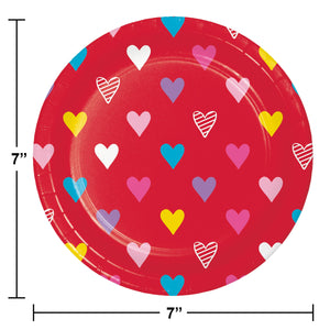 Bulk Pack of 24 Valentine's Symbols 7" Paper Dessert Plate