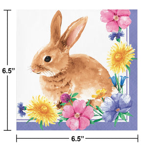 Bulk Pack of 32 Bunny & Blooms 2Ply Luncheon Napkin