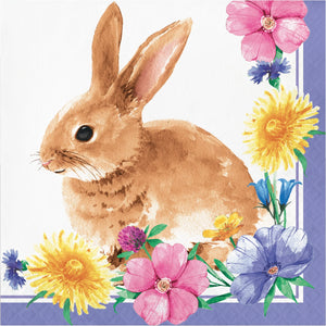 Bulk Pack of 32 Bunny & Blooms 2Ply Luncheon Napkin