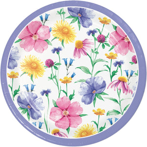 Bulk Pack of 24 Bunny & Blooms 7" Paper Dessert Plate