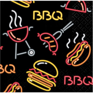 Bulk Pack of 48 Neon BBQ Beverage 2Ply Napkin