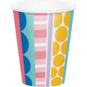 Party Patterns Paper Hot/Cold Cup 9oz. (8/Pkg)