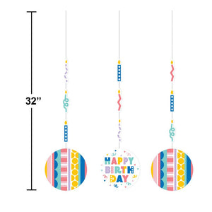 Party Patterns Hanging Cutouts (3/Pkg)