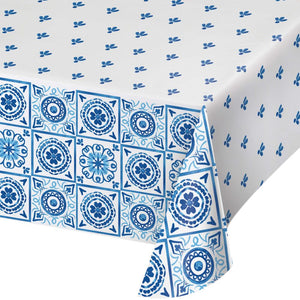 Blue Willow Paper Tablecover 54" x 102" (1/Pkg)