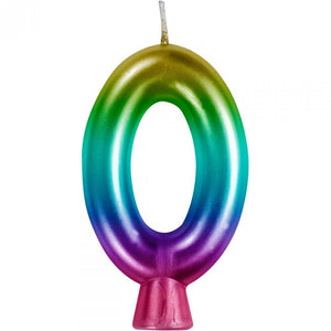 Rainbow 0 Birthday Candle (1/Pkg)